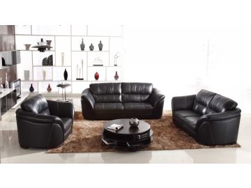 262 Black Leather Sofa Set
