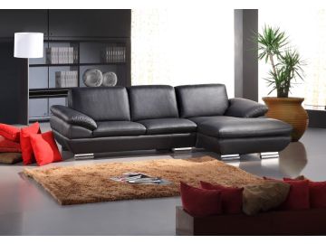 269ANG Black Leather Sectional Sofa