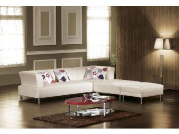 2802 Modern White Bonded Leather Sectional Sofa