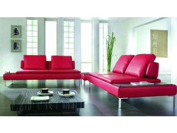 2913 Modern Purple Leather Sofa Set