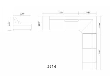 2914 Modern White Leather Sectional Sofa