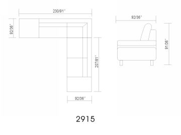 2915 Modern Red Leather Sectional Sofa