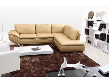 2917 Modern Beige Leather Sectional Sofa
