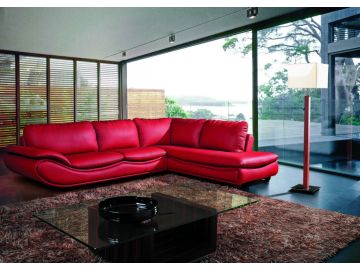 2917 Modern Beige Leather Sectional Sofa
