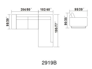 2919B Modern Black And White Leather Sectional Sofa
