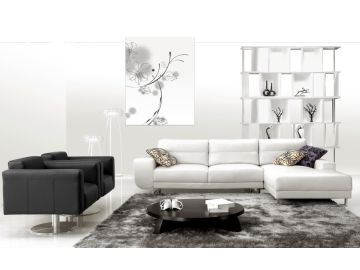 2919B Modern Black And White Leather Sectional Sofa