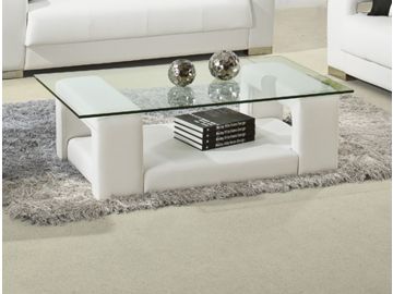 2926 Modern White Bonded Leather Coffee Table