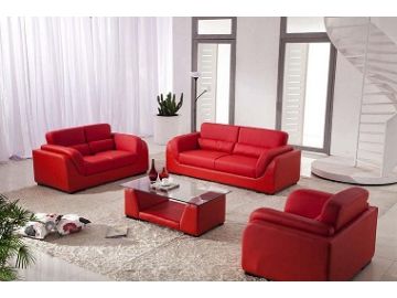 2929 Red Bonded Leather Sofa Set w/ Coffee Table
