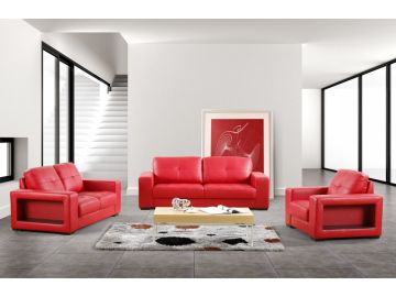 3006 Modern Red Bonded Leather Sofa Set
