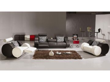 3088 Modern Black Leather Reclining Sofa Set