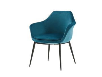 Wilson Modern Teal Velvet & Black Dining Chair
