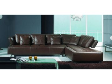 BO-3878 Contemporary Brown Leather Sectional Sofa