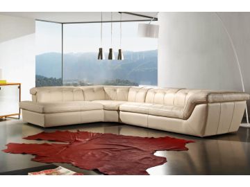 Renava Italian Leather 397 Sectional Sofa in Cream Cat. 3