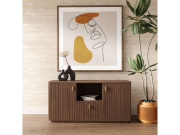 Roma - Modern Walnut + Gold File Cabinet