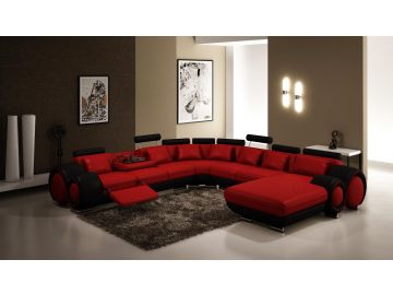 4084 Modern Red and Black Sectional Sofa 