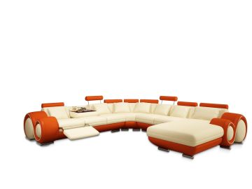 4084 Modern Cream and Orange Sectional Sofa 