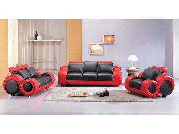 4088 - Contemporary Black and Red Leather Sofa Set