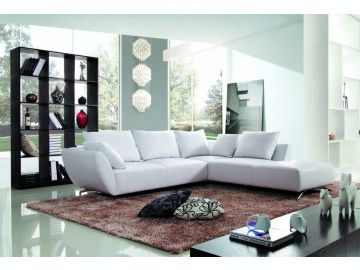 410 Modern White Leather Sectional Sofa 
