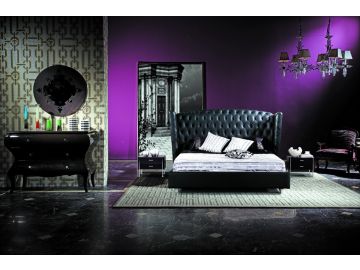 500 Transitional Black Eco-Leather Bed