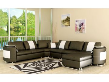 5001 Modern Grey Leather Sectional Sofa