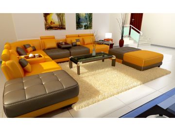 5004 Modern White Leather Sectional Sofa