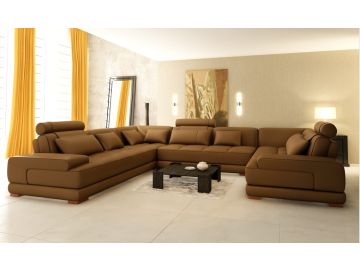 5005 Modern Brown Leather Sectional Sofa