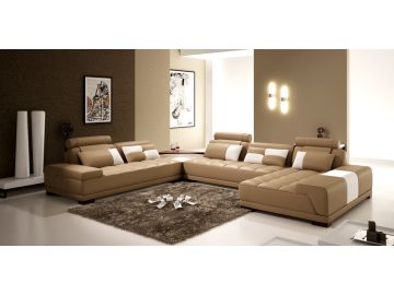 5005B Modern Off-White Leather Sectional Sofa