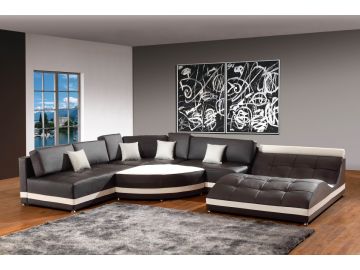 5012B Modern Dark Brown Leather Sectional Sofa
