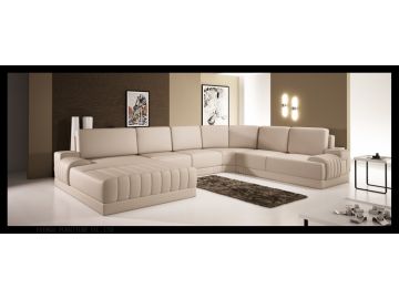 5025 Modern Beige Leather Sectional Sofa