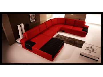 5025C Modern Red Leather Sectional Sofa