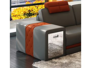 5035B Contemporary 2-Tone Leather Sectional Sofa w/ Storage