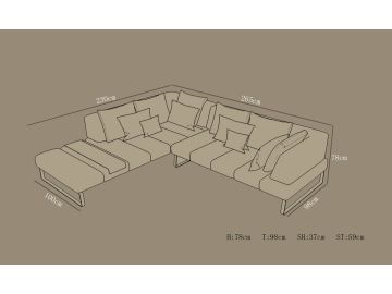 5049 Modern Beige Leather Sectional Sofa