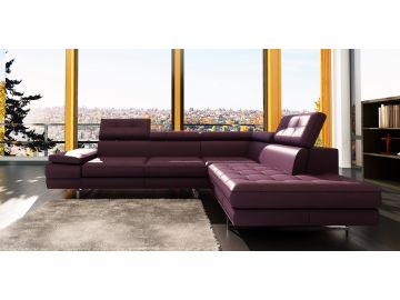 5057 Modern OrangeTufted Bonded Leather Sectional Sofa
