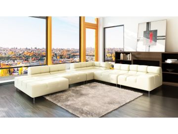 5058 Modern Textured Bonded Leather Sectional Sofa