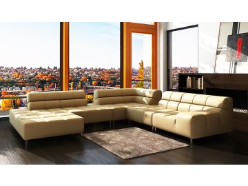 5058 Modern Textured Bonded Leather Sectional Sofa
