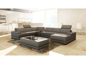5105 Modern Bonded Leather Sectional Sofa w/ Audio System