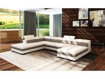 5127 Modern White & Grey Bonded Leather Sectional Sofa