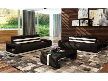 5133 Modern Black & White Bonded Leather Sofa Set