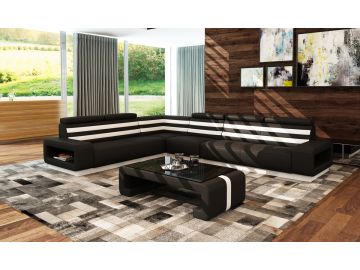 5133C Modern Black & White Bonded Leather Sectional Sofa