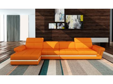 5136B Modern Orange & White Bonded Leather Sectional Sofa