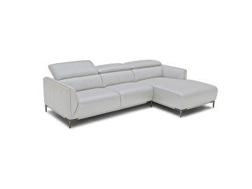 Belfast Modern Grey Leather Sectional Sofa