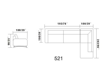 521 Modern Off-White Leather Sectional Sofa 