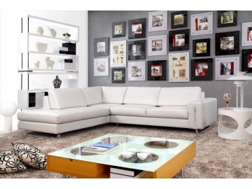 529 Modern Off-White Leather Sectional Sofa 