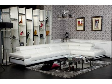 Myst Modern White Leather Sectional Sofa