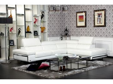 Myst Modern White Leather Sectional Sofa