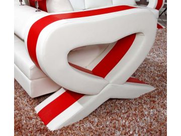 6001 Modern White And Red Leather Sectional Sofa