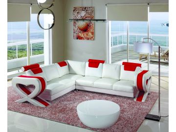 6001 Modern White And Red Leather Sectional Sofa