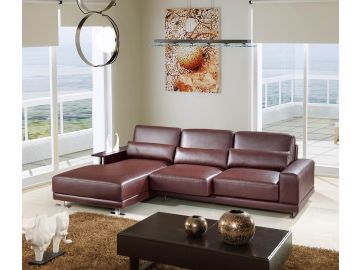 6002B Modern Brown Leather Sectional Sofa