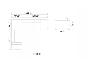 6102 Modern White Leather Sectional Sofa