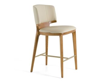 Calvary - Mid-Century Modern Beige Vegan Leather Counter Chair